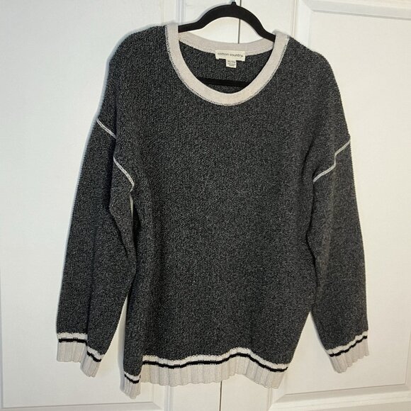 Cotton Country Knit Sweater Womens XL Gray Made in Canada Neutral Cozy - Picture 1 of 7